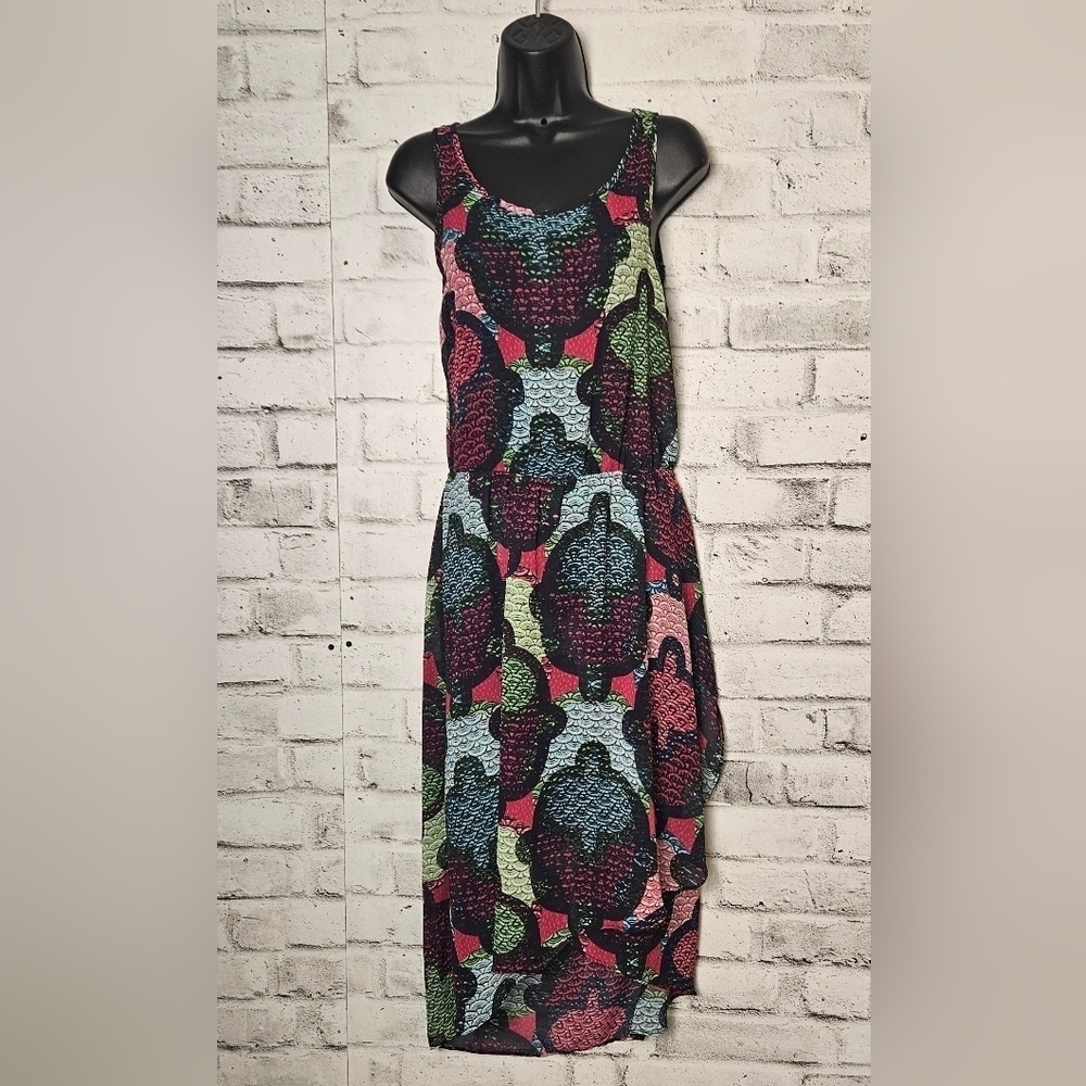 H&M Sleeveless Graphic Print Midi Dress High Low Hem Size XS